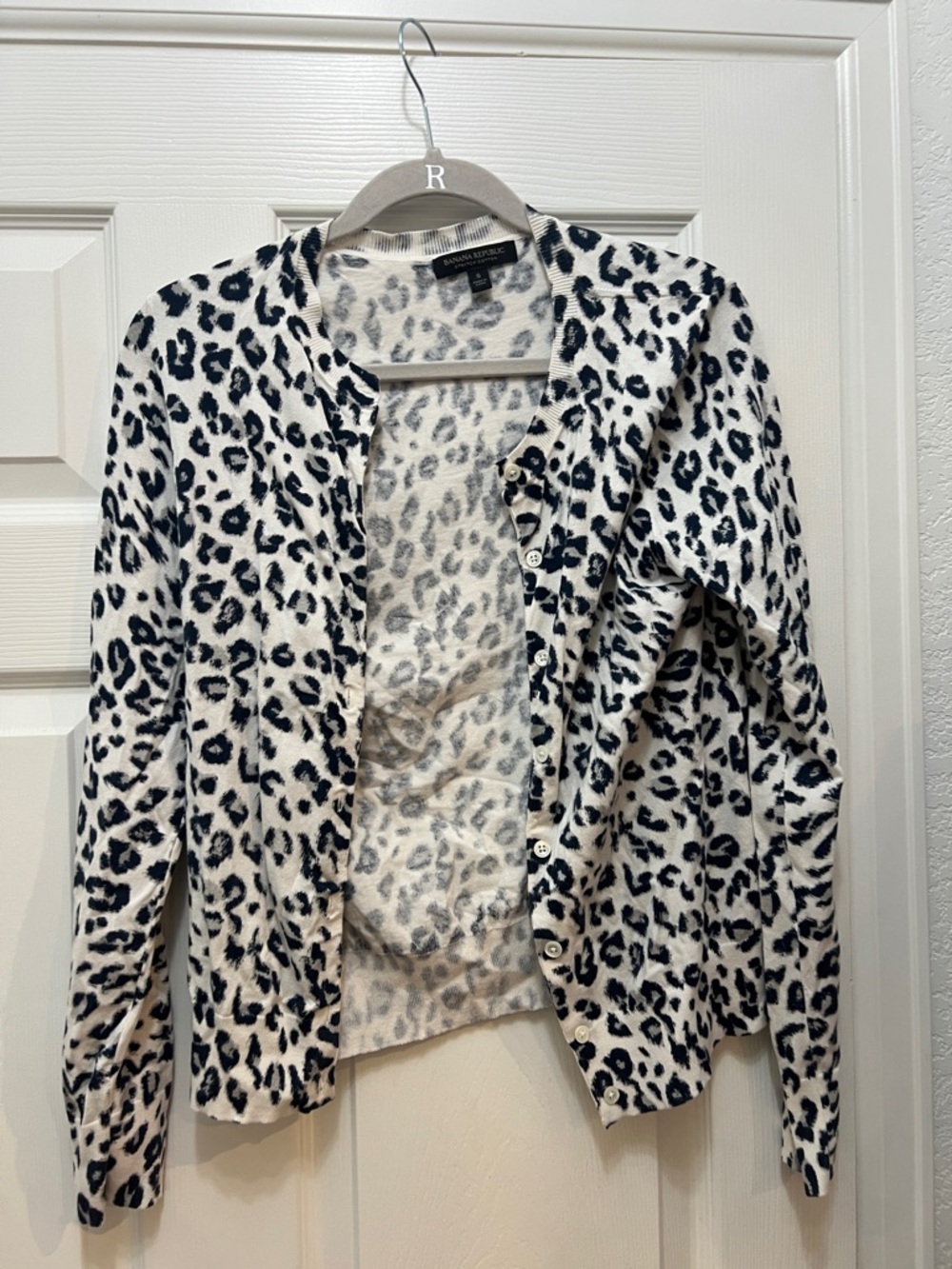 Banana Republic Black & White Leopard Print Cardigan